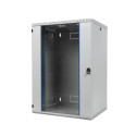 Wall mount cabinet single section, 15U, 600/400/730 width/depth/height mm, RAL 7035 ( welded constru