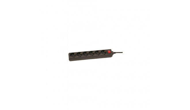 Extension cord 5,0m 6 sockets+switch, black