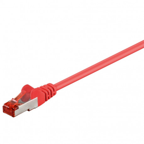 CAT6 Network cable, LS0H S/FTP 2x shielded: PIMF + braid shield 2xRJ45 plug red 0.15m