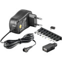 3 V - 12 V Universal Power Supply incl. USB jack and 8 DC adapter - max. 12 W and 1 A