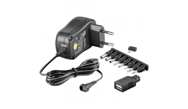 3 V - 12 V Universal Power Supply incl. USB jack and 8 DC adapter - max. 12 W and 1 A