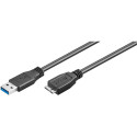 USB 3.0 kaabel A - Micro B 1.0m, must