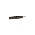 Extension cord 1,5m 6 sockets+switch black