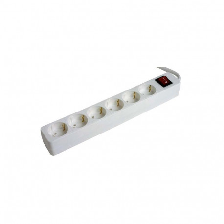 Extension cord 5,0m 6 sockets+switch, white