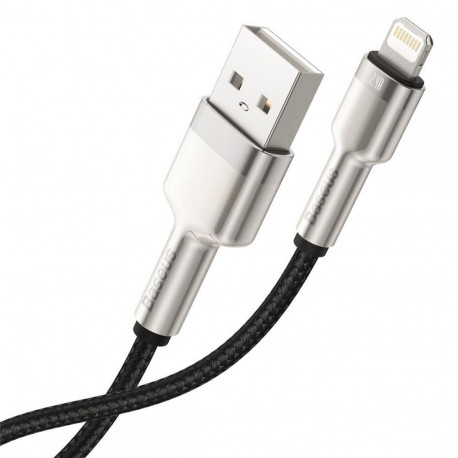 Baseus Cafule seeria metallist andmesidekaabel USB - Lightning 2.4A 0,25 m must (CALJK-01)