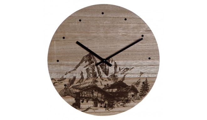 Wall Clock DKD Home Decor 8424001759712 Black Wood MDF Wood Moutain 30 x 30 x 1,5 cm