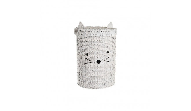 Veļas grozs DKD Home Decor Balts Bērnu Kaķis 42 x 42 x 63 cm Šķiedra