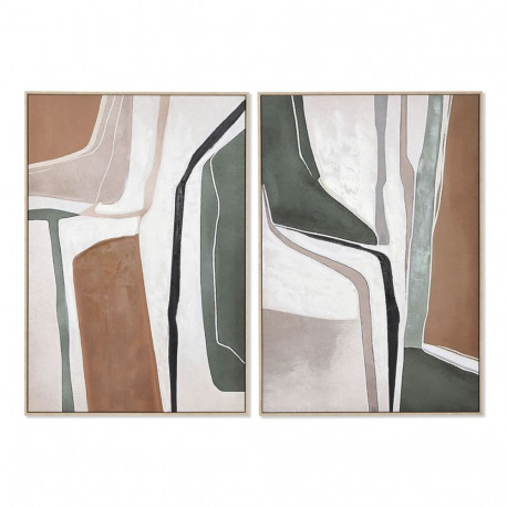 Canvas Home ESPRIT Green Beige Grey Terracotta Abstract Urban (2 Units)