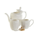 Tējkanna DKD Home Decor Balts Dabisks Bambuss Porcelāns