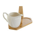 Молочник и сахарница DKD Home Decor Белый Натуральный Бамбук Фарфор 19,5 x 9 x 17 cm