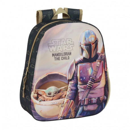 Детский рюкзак 3D The Mandalorian Чёрный Бежевый 27 x 33 x 10 cm