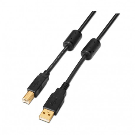 USB 2.0 A to USB B Cable Aisens A101-0010 Black 3 m