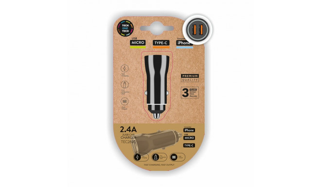 Autolaadija Tech One Tech TEC2802 Double USB-C Micro USB