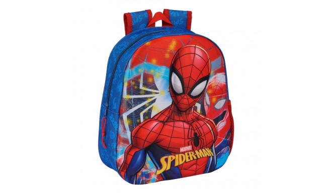 3D School Bag Spider-Man Red Navy Blue 27 x 33 x 10 cm