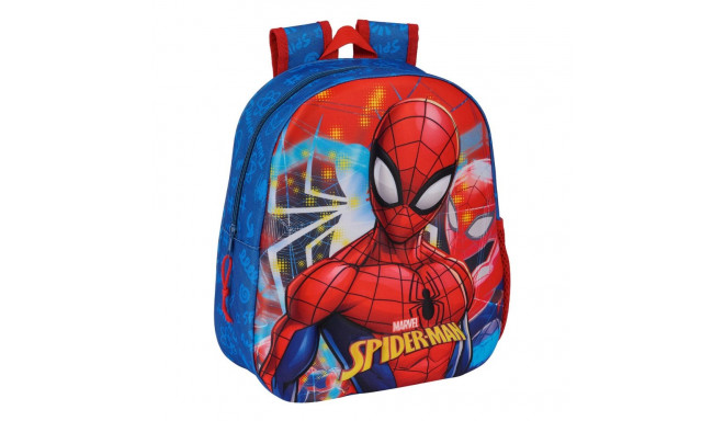 3D skolas soma Spider-Man Sarkans Tumši Zils 27 x 33 x 10 cm