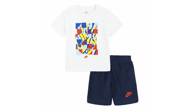 Laste Spordikostüüm Nike Nsw Add Ft Short  Sinine Valge Mitmevärviline 2 Tükid, osad - 24 kuud