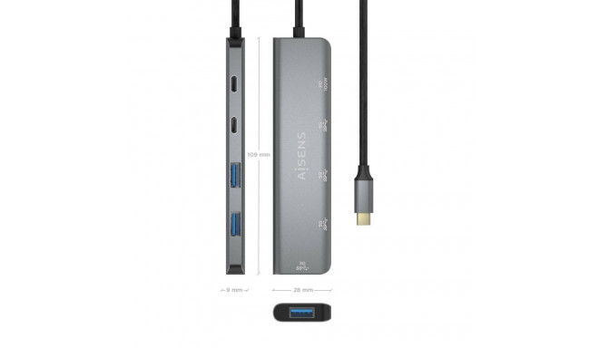 USB Hub Aisens A109-0857 Grey (1 Unit)