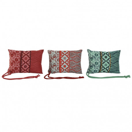 Cushion Home ESPRIT Red Green Coral 30 x 10 x 20 cm (3 Units)