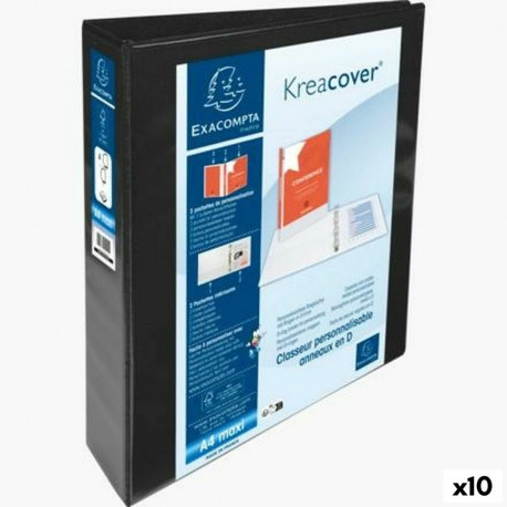 Rõngaskiirköitja Exacompta Kreacover Must A4+ Kohandatav (10 Ühikut)