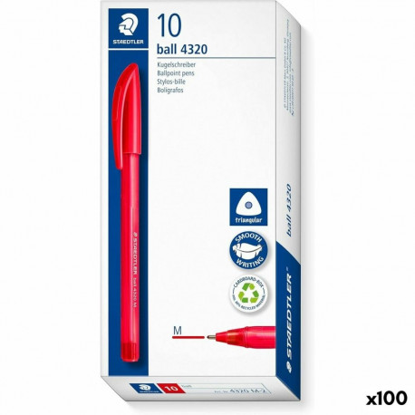 Biro pastapliiatsite komplekt Staedtler Ball 4320 Punane 1 mm (100 Ühikut)