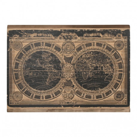Seinakaunistus Home ESPRIT Must Naturaalne Maailmakaart 149 x 2 x 105 cm