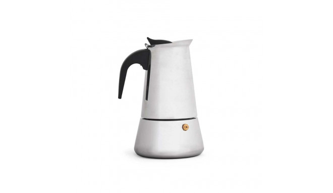 Italian Coffee Pot Kinvara 12882 Black Silver Steel Plastic 6 Cups