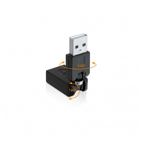 Adapter USB 2.0 A (M) - A (F), 360 ja 18 kraadi pööratav