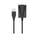 USB 2.0 pikenduskaabel A - A 5.0m, must, kullatud, võimendiga