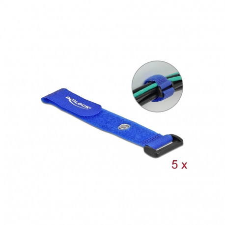 Delock Hook-and-loop cable tie with Loop and Fastening Eyelet L 190 x W 25 mm blue 5 pieces
