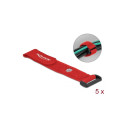 Delock Hook-and-loop cable tie with Loop and Fastening Eyelet L 190 x W 25 mm red 5 pieces