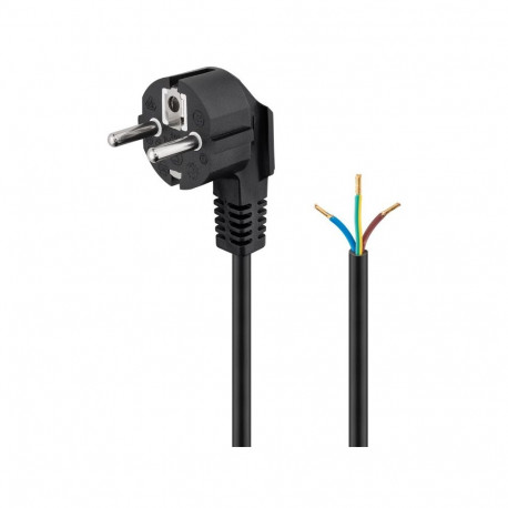 220V Toitekaabel 5.0m, must, CEE 7/7 - lahtise otsaga