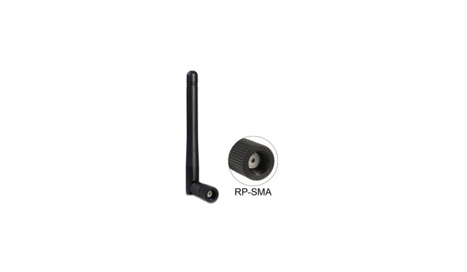 Delock WLAN 802.11 ac/a/b/g/n Antenna RP-SMA plug 2 dBi omnidirectional with tilt joint black