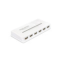 USB 2.0 hub, 10 porti, toiteplokk komplektis, valge