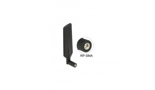 Delock LTE WLAN Dual Band Antenna RP-SMA 1 ~ 4 dBi omnidirectional rotatable with flexible joint bla