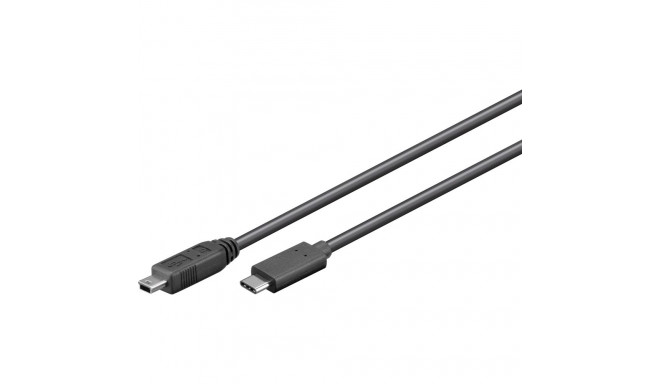 USB-C kaabel - mini B (5-pin) 0.5m, must, 480 Mbit/s