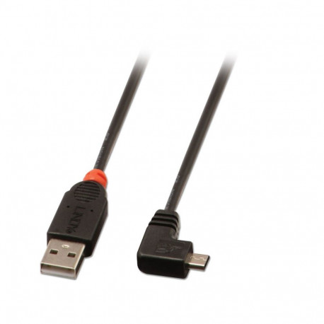 2m USB 2.0 Cable 90 Deg Black AM to 90 Deg Micro B Male