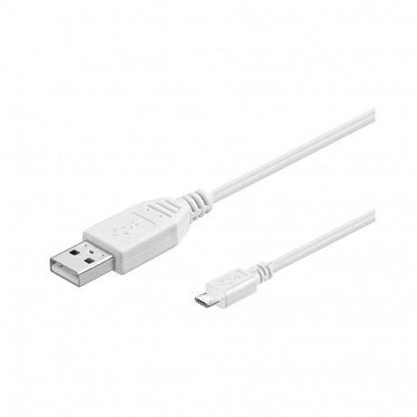 USB 2.0 kaabel A - Micro B 1.8m, valge
