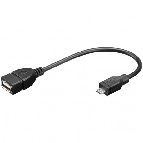 Üleminek USB 2.0 A (F) - micro B (M) 0.2m, OTG (kõvaketaste ühendamiseks OTG seadmetega nt nutitelef