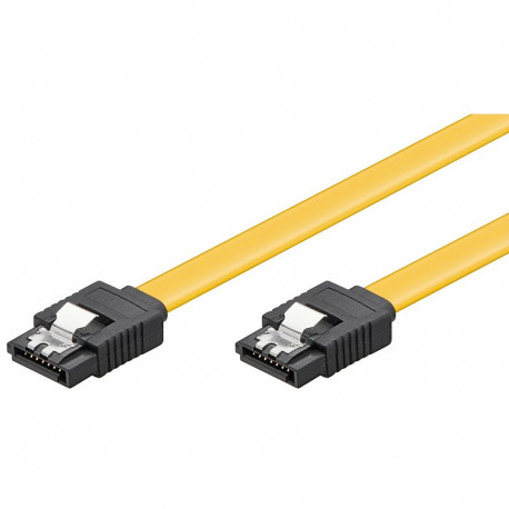SATA kaabel (SATA 1.5GBs / 3GBs / 6GBs) 0.3m, kollane, lukustiga