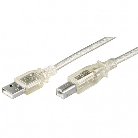 USB 2.0 kaabel A - B 1.0m, läbipaistev