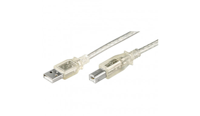 USB 2.0 kaabel A - B 1.0m, läbipaistev