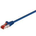 Cat6 Network cable, LS0H, S/FTP 2x shielded: PIMF + braid shield 2xRJ45 plug blue 1m