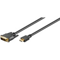 HDMI - DVI-D Single Link kaabel 2.0m, kullatud, 1080p (mõlemasuunaline)
