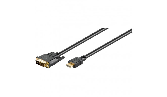 HDMI - DVI-D Single Link kaabel 2.0m, kullatud, 1080p (mõlemasuunaline)