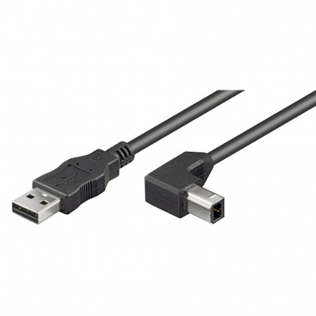 USB 2.0 kaabel A - B nurgaga 2.0m, must