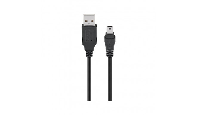 USB 2.0 kaabel A - Mini B 3.0m, must