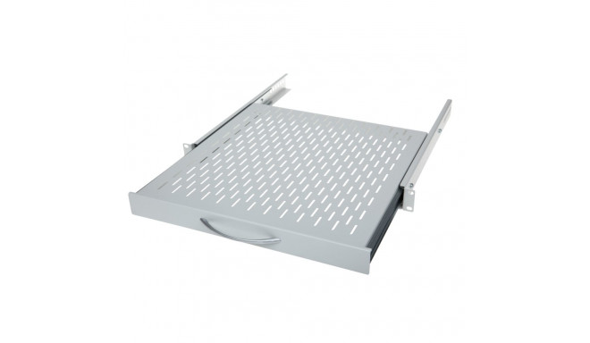 Adjustable shelf 19´´,1U, 450mm, 4-point mounting RAL 7035 grey