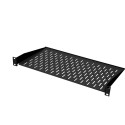 Fixed shelf 19´´, 1U, 250mm, mounting at front RAL 9005 black