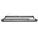 Paneel RJ45 Cat5e/Cat6/Cat6a 24 port SL A/B varjestatud must tühi