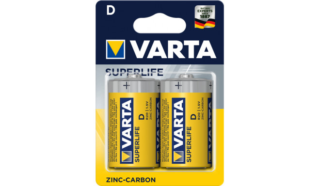 Patareid Varta R20 D 1,5 V (2 Ühikut)